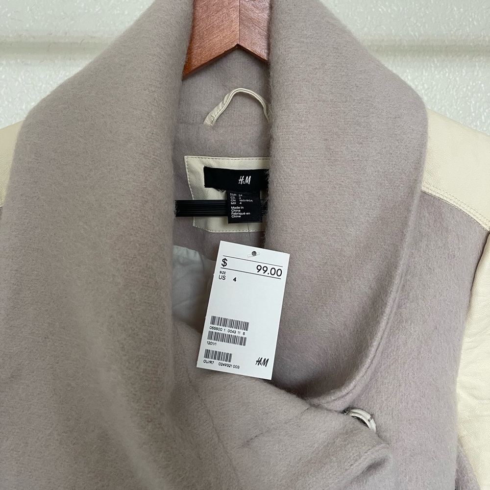 Cream leather & lavender cotton leaver jacket - Picture 13 of 13